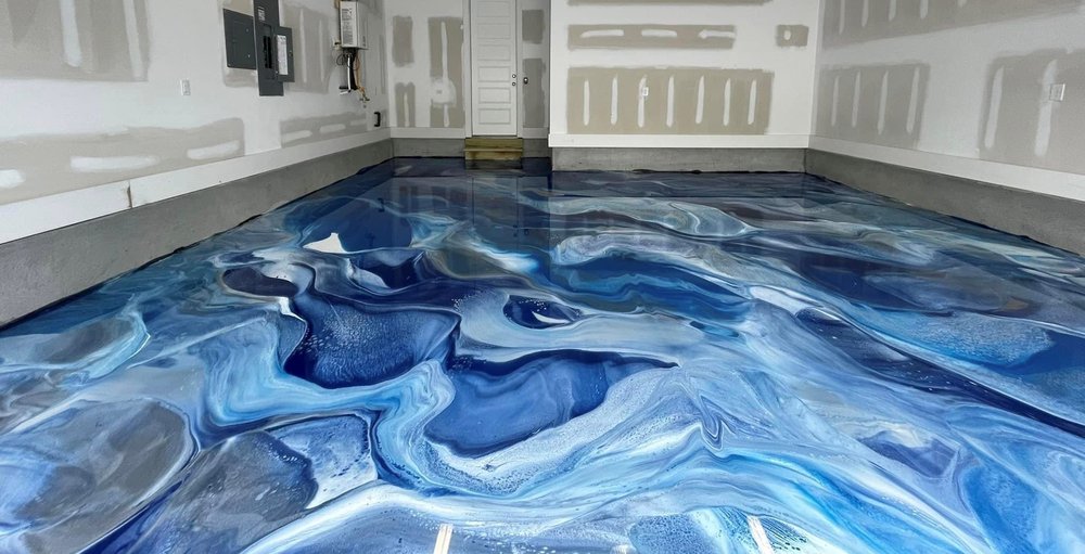 Ocean Blue Metallic — Metallic epoxy floor in Alpharetta, GA