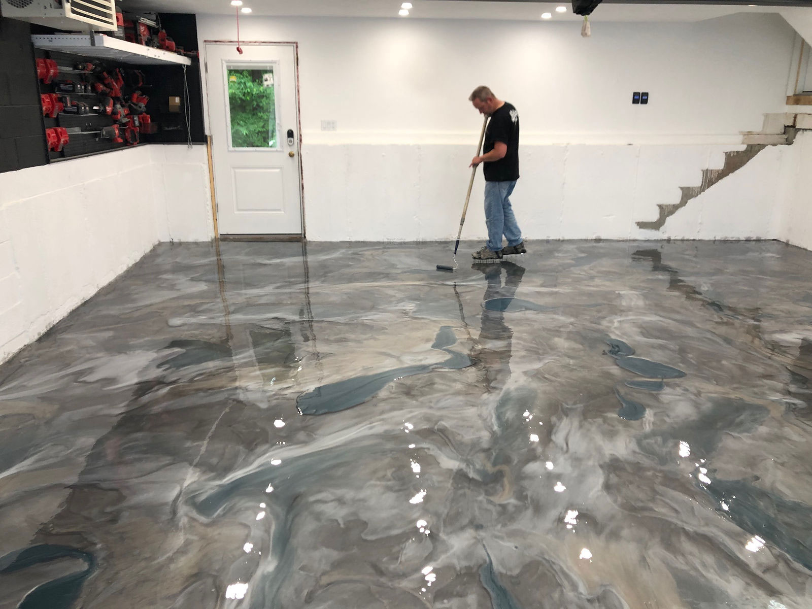 Hand-Poured Metallic — Process epoxy floor in Smyrna, GA